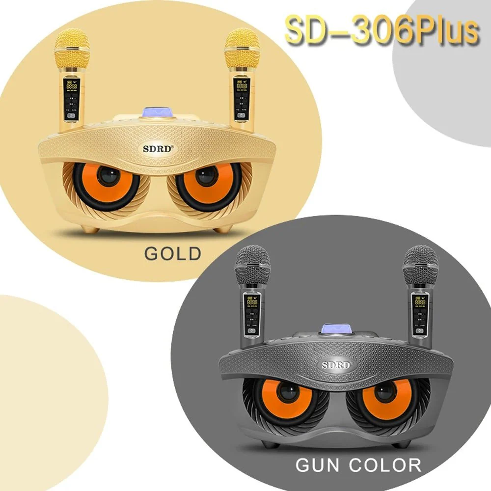 SDRD SD306 Plus 30W Karaoke Player Dual bluetooth 4.2 Speaker Family KTV Stereo Mic Big Sound Speaker with 2 Wireless Microphones-Grey - Image 9