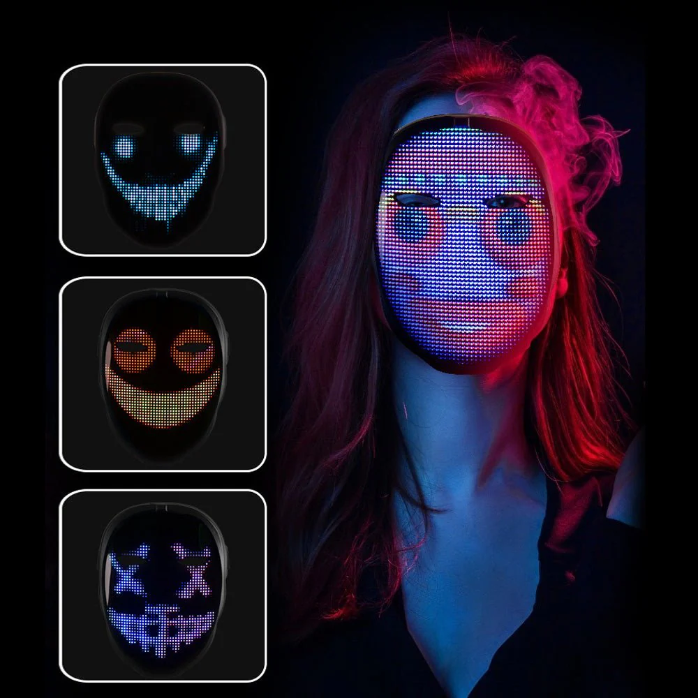 Crony Shining App cosplay Mask With Bluetooth App Party Face Changing Led Display Mask For Party - Image 10