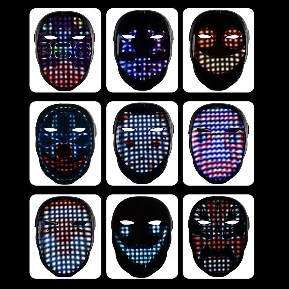 Crony Shining App cosplay Mask With Bluetooth App Party Face Changing Led Display Mask For Party - Image 14