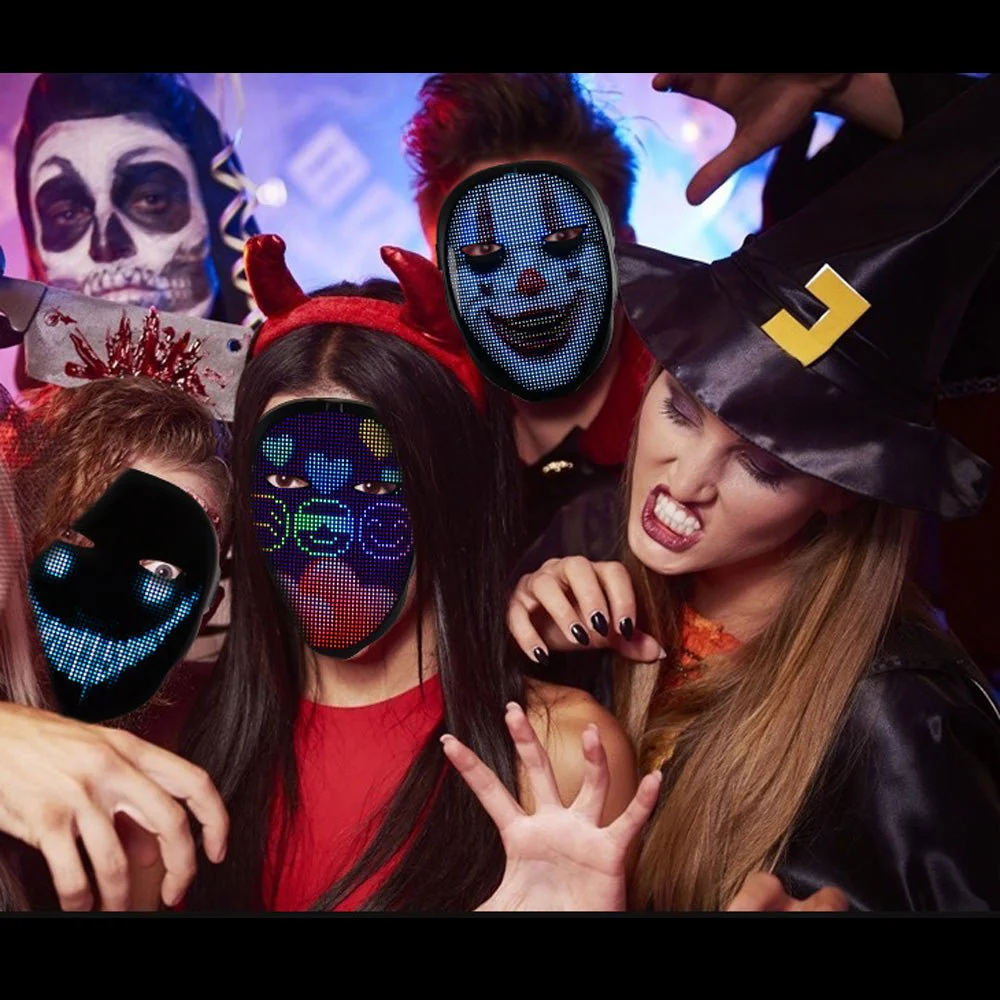 Crony Shining App cosplay Mask With Bluetooth App Party Face Changing Led Display Mask For Party - Image 4