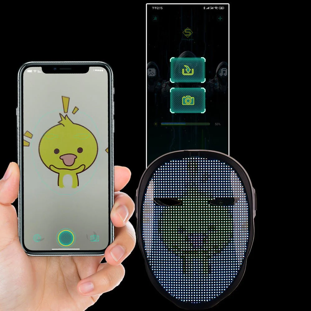 Crony Shining App cosplay Mask With Bluetooth App Party Face Changing Led Display Mask For Party - Image 6