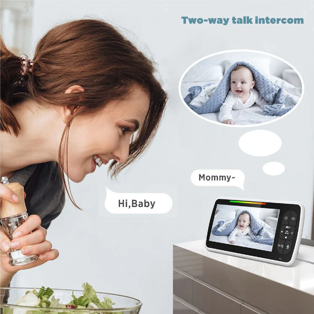 SM650 5inch TFT LCD Baby Monitor 5" Large Screen Baby Monitor Night Vision Two Way Audio Phone Baby Monitor Wireless - Image 3
