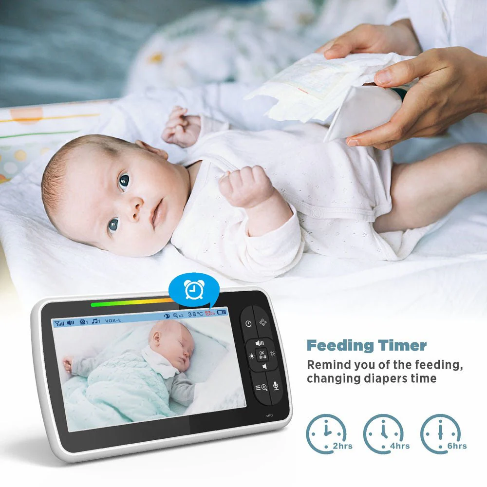 SM650 5inch TFT LCD Baby Monitor 5" Large Screen Baby Monitor Night Vision Two Way Audio Phone Baby Monitor Wireless - Image 5
