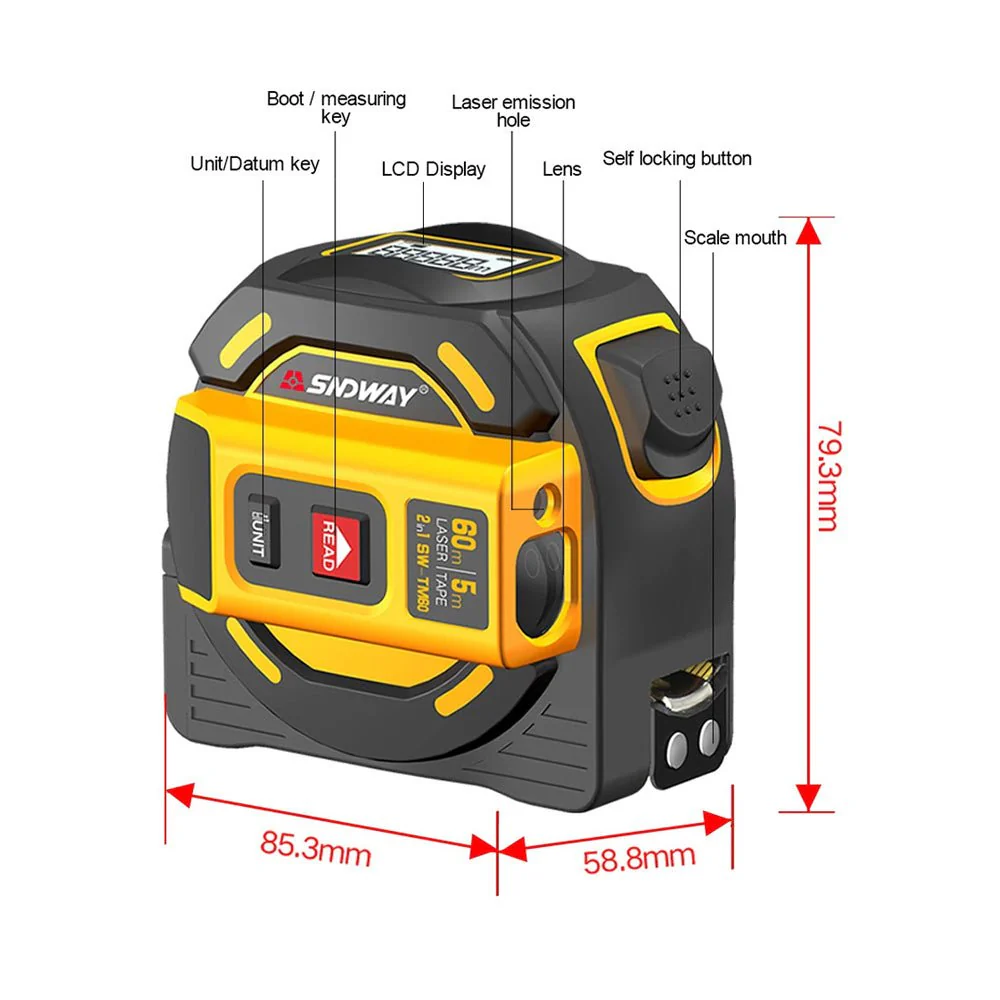 SNDWAY Laser distance meter Laser rangefinder multi function Self-Locking Hand Tool Device Laser range finder - Image 4