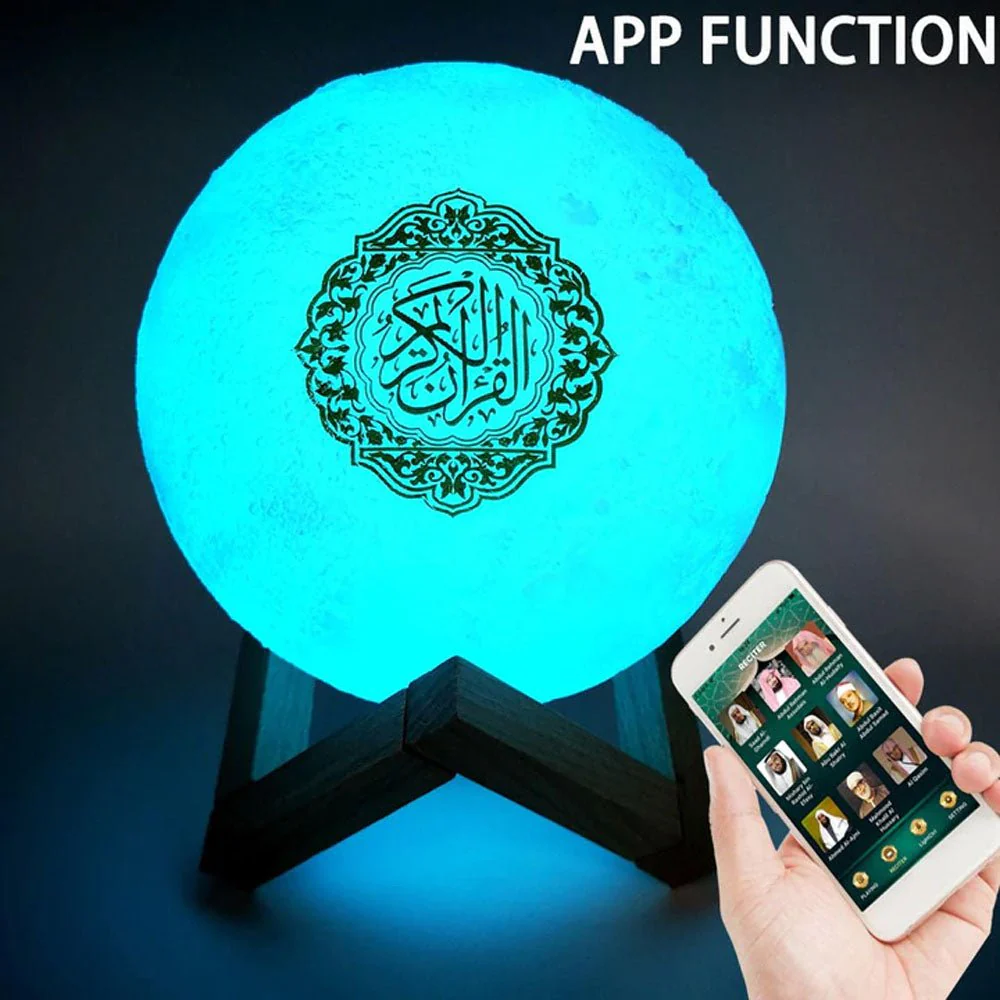 CRONY SQ-520 Moon Lamp Quran Speaker With Remote And USB Cable White/Beige - Image 12