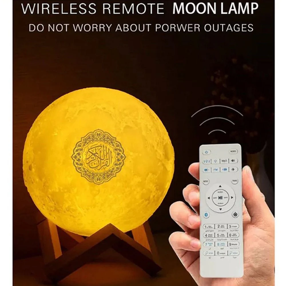 CRONY SQ-520 Moon Lamp Quran Speaker With Remote And USB Cable White/Beige - Image 14