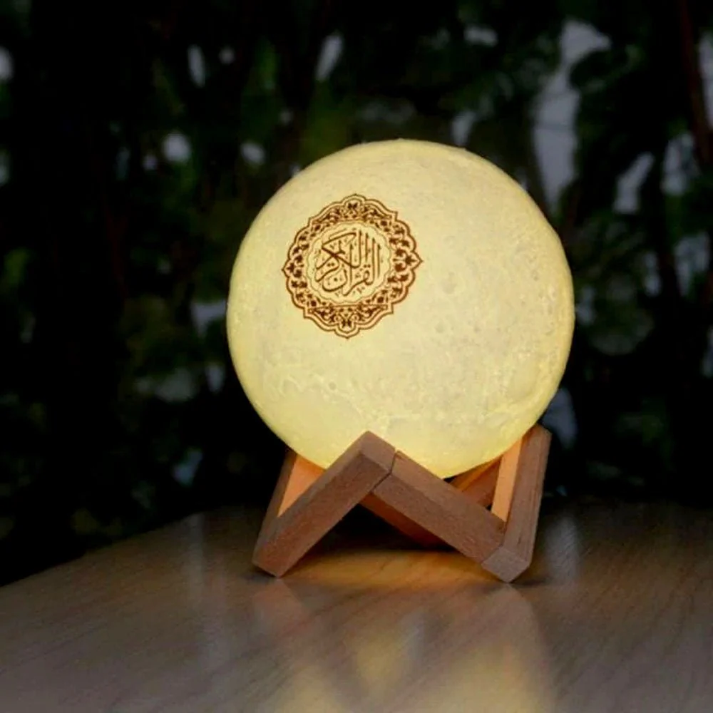 CRONY SQ-520 Moon Lamp Quran Speaker With Remote And USB Cable White/Beige - Image 15