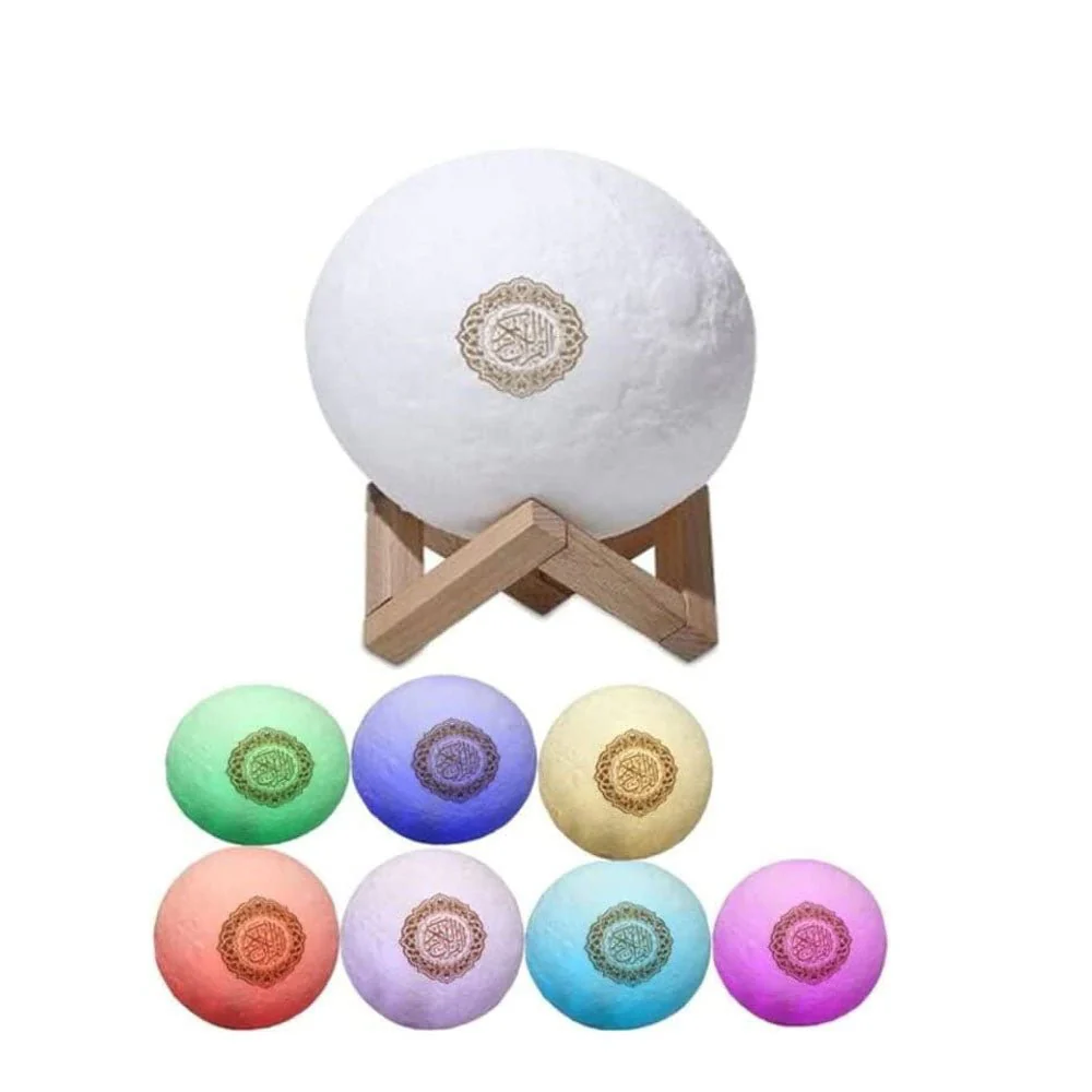 CRONY SQ-520 Moon Lamp Quran Speaker With Remote And USB Cable White/Beige - Image 5