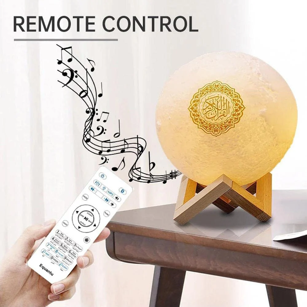 CRONY SQ-520 Moon Lamp Quran Speaker With Remote And USB Cable White/Beige - Image 6