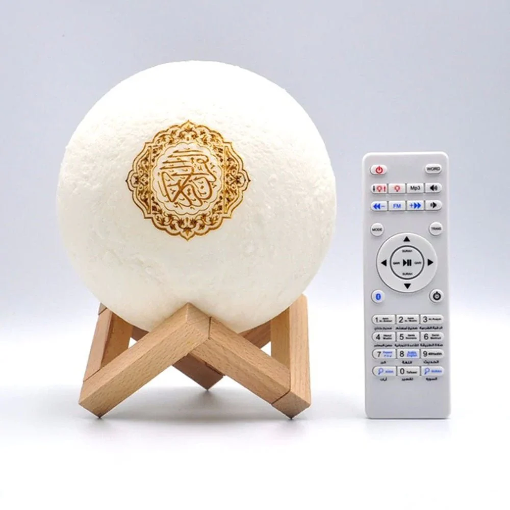 CRONY SQ-520 Moon Lamp Quran Speaker With Remote And USB Cable White/Beige - Image 8