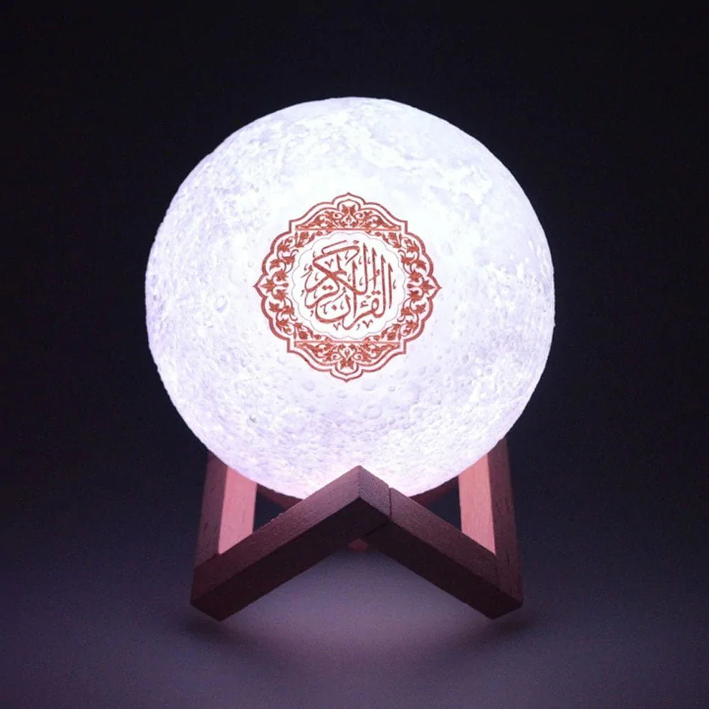 CRONY SQ-520 Moon Lamp Quran Speaker With Remote And USB Cable White/Beige - Image 9