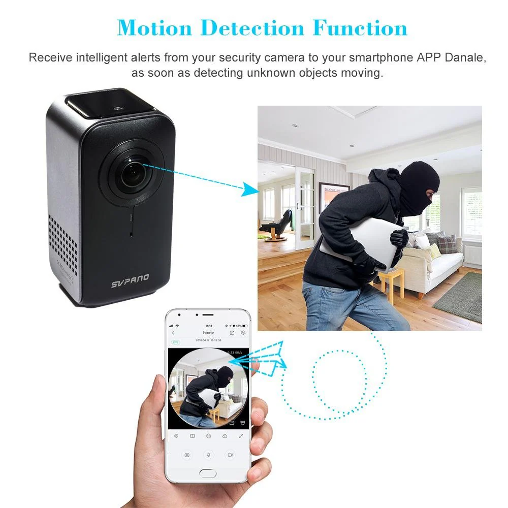 SVP720 HD 1080P Mini Degree Wireless WiFi VR IP Camera Full View Fish Eye Panoramic Indoor Security Camera - Image 4