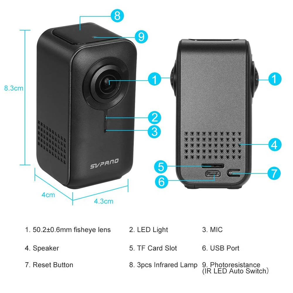 SVP720 HD 1080P Mini Degree Wireless WiFi VR IP Camera Full View Fish Eye Panoramic Indoor Security Camera - Image 5