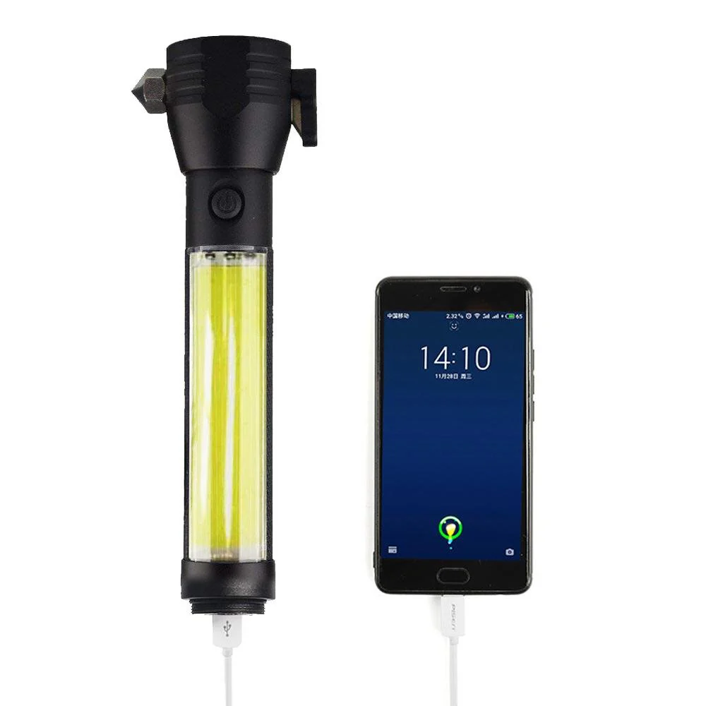 CRONY T09 Solar  Usb Rechargeable Led Flashlight Solar Portable Hand Light Car Emergency Rescue Hammer Tool Safety Escape Hammer Compass - Image 5
