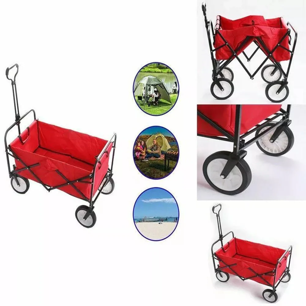 CRONY TC3015 Folding Cart Heavy Duty Collapsible Folding Wagon Utility Shopping Outdoor Camping Garden Cart | RED - Image 7