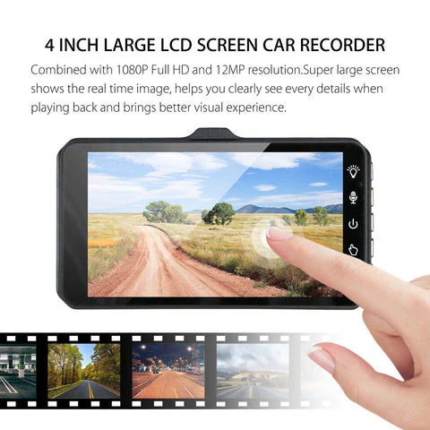 V3S Dual-Camera touch dashcam 1080P Full HD 4" IPS LCD Touch Screen Display Dual Lens Car Camera Car DVR - Image 3