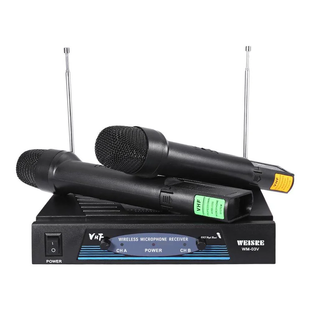 WEISRE WM-03V  Dual wireless microphone Professional 210 - 280MHz VHF Wireless Handheld Dual Channel Transmitter Mic Set
