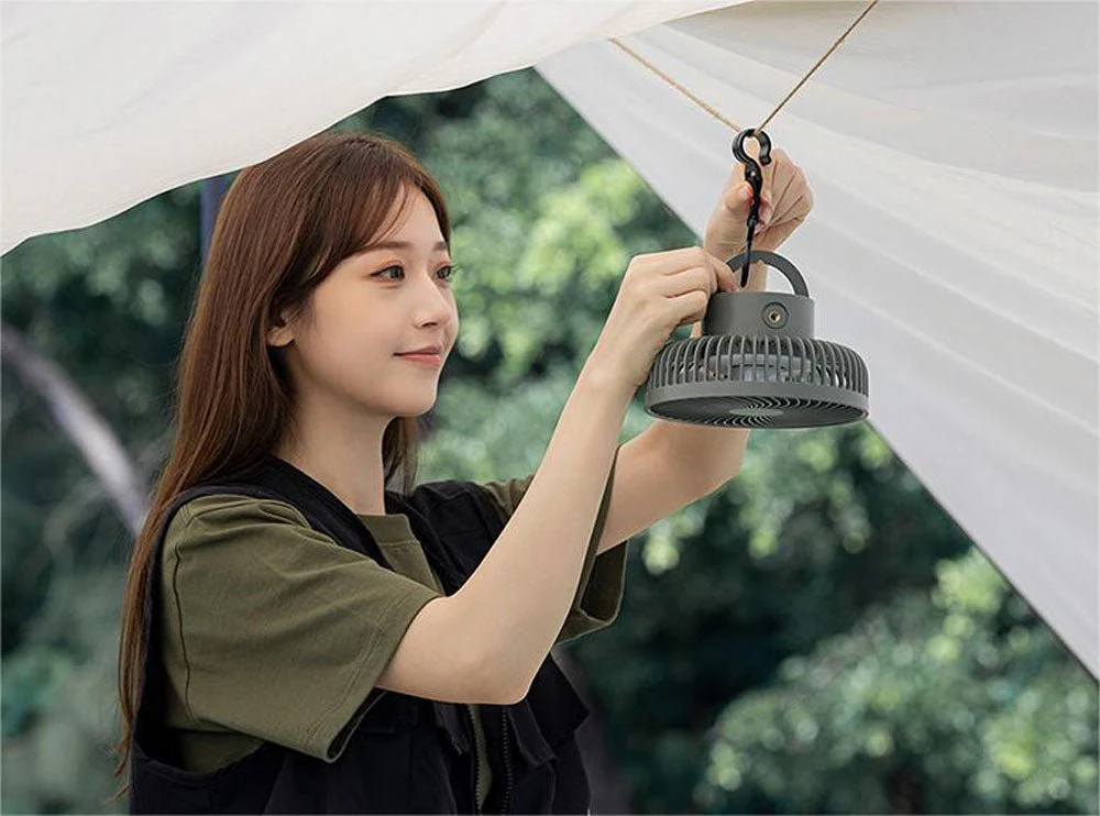 WT-RD09 Telescopic Outdoor Fan With LED lighting Tripod Household Retractable Fan USB Rechargeable Outdoor Camping Multifunctional Fan - Image 4