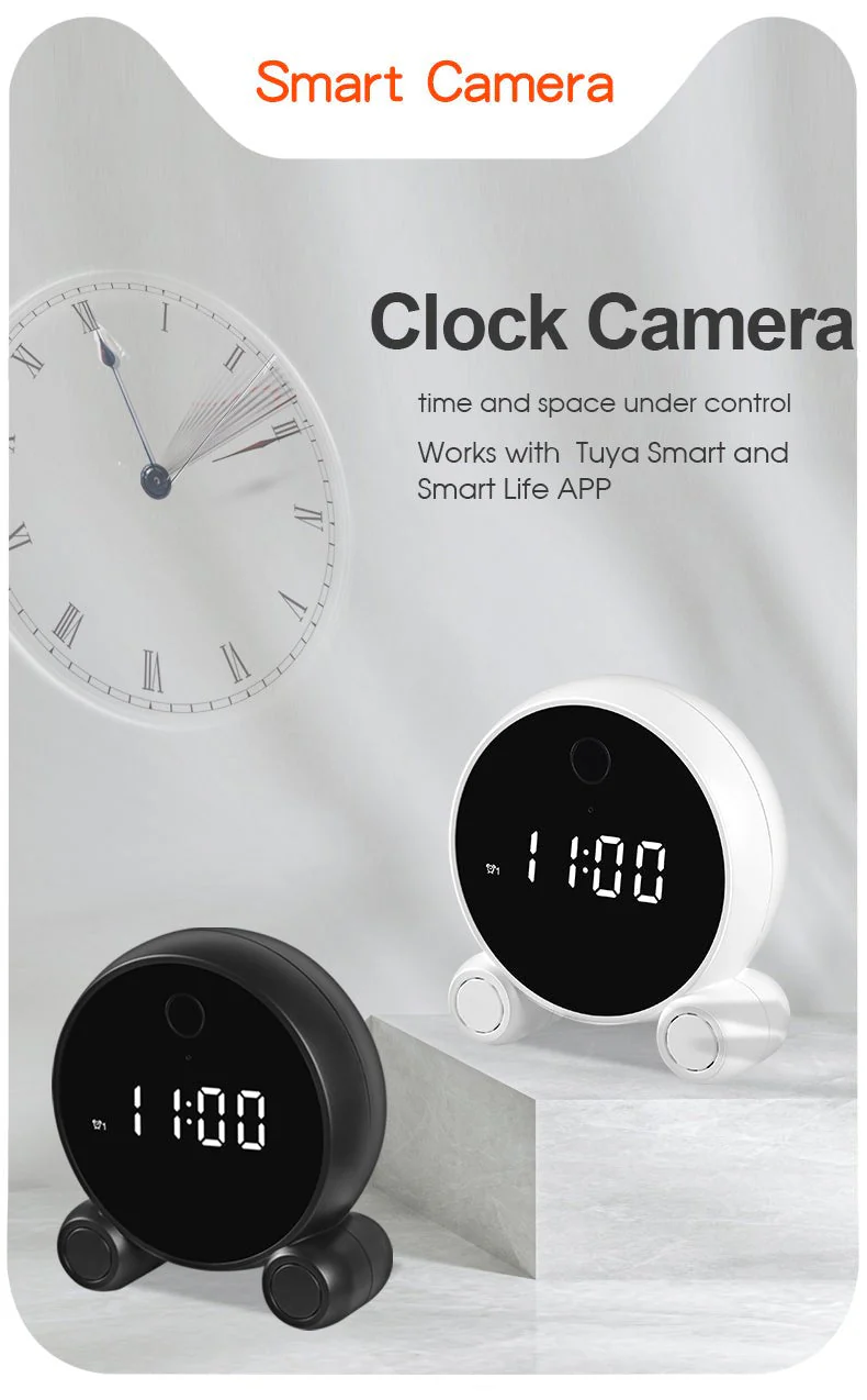 X7-1080P-WiFi Mini Clock Camera Wireless Clock Camera With Alarm Camcorder - Image 12