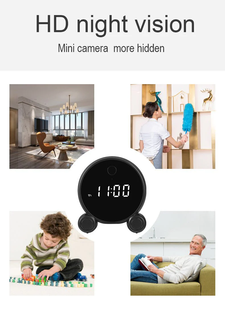 X7-1080P-WiFi Mini Clock Camera Wireless Clock Camera With Alarm Camcorder - Image 7