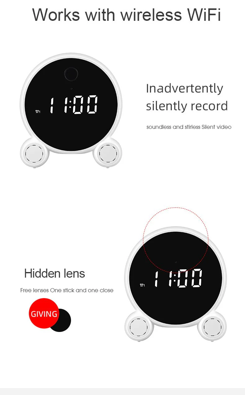 X7-1080P-WiFi Mini Clock Camera Wireless Clock Camera With Alarm Camcorder - Image 8