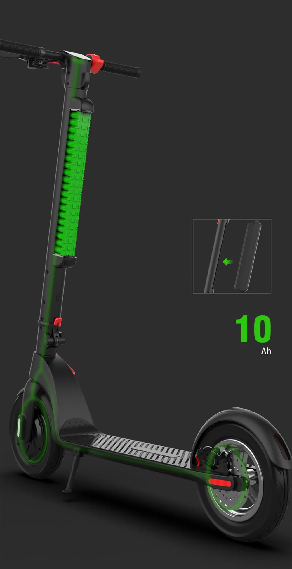CRONY X8 Electric Kick Scooter Max speed 38KM Replaceable dual battery capacity Foldable10 inch - Image 5