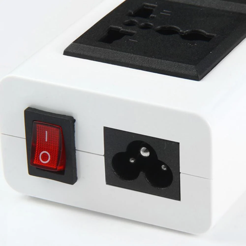 CRONY YC-CDA9 2+socket 6 USB Ports 2 Sockets with US Plug White - Image 2