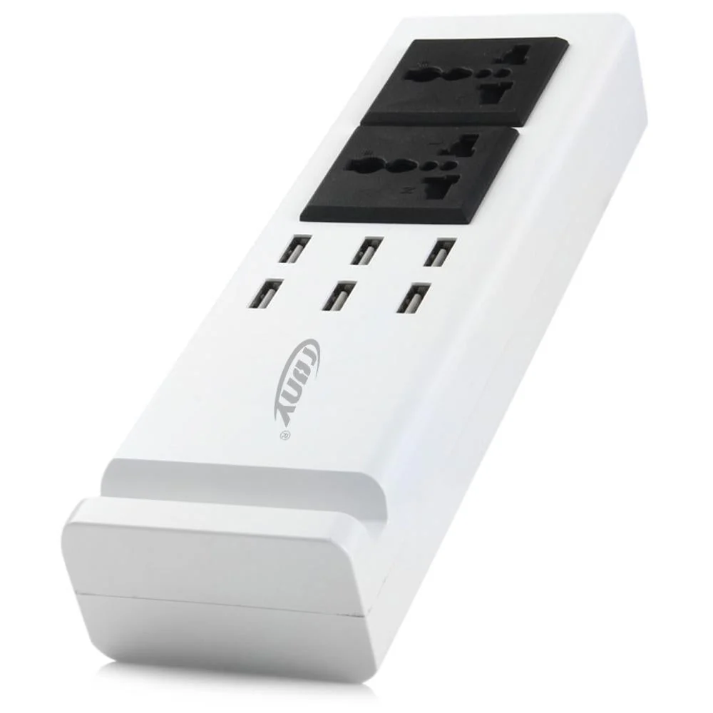 CRONY YC-CDA9 2+socket 6 USB Ports 2 Sockets with US Plug White - Image 4