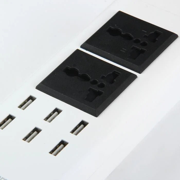 CRONY YC-CDA9 2+socket 6 USB Ports 2 Sockets with US Plug White - Image 5