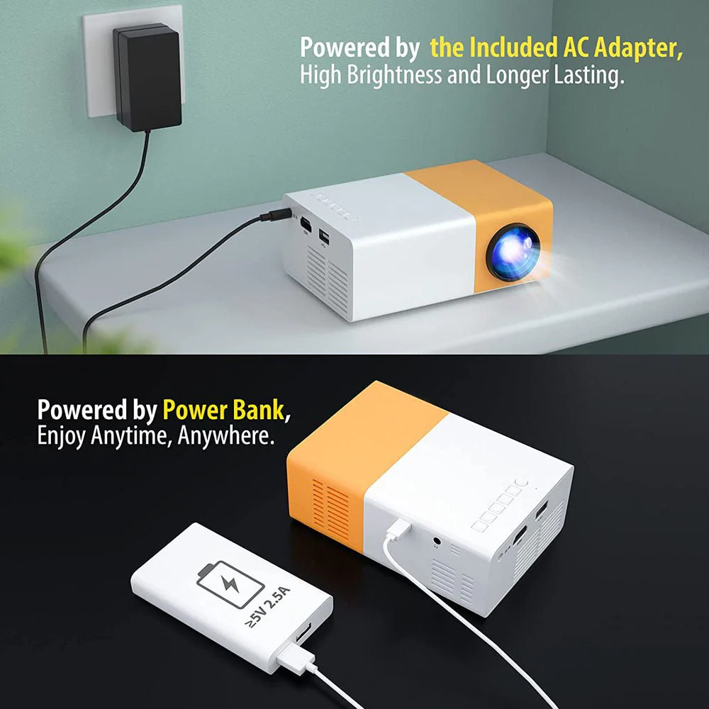 YG300  LED Projector 400-600 Lumens 320 x 240 Pixels 1080P Home Media Player With Remote Control -Yellow - Image 13