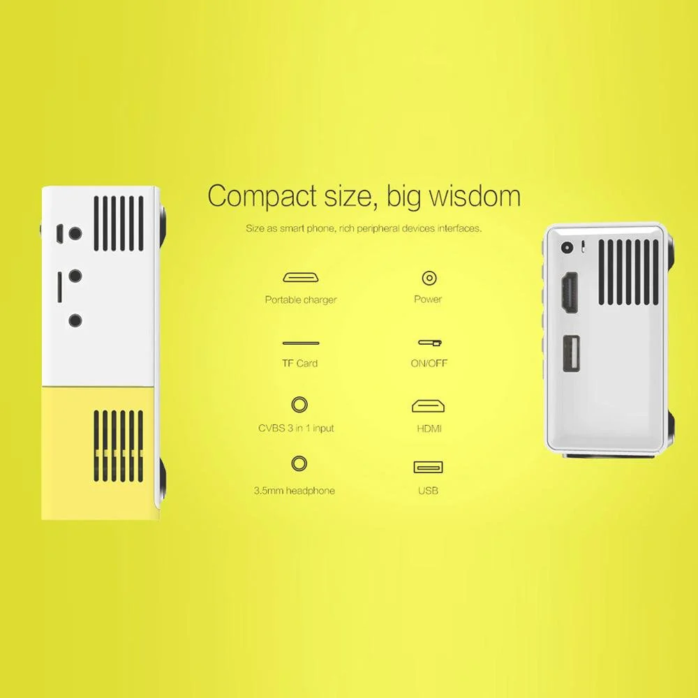 YG300  LED Projector 400-600 Lumens 320 x 240 Pixels 1080P Home Media Player With Remote Control -Yellow - Image 7