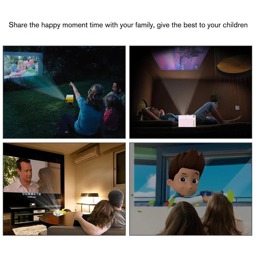 YG300  LED Projector 400-600 Lumens 320 x 240 Pixels 1080P Home Media Player With Remote Control -Yellow - Image 8