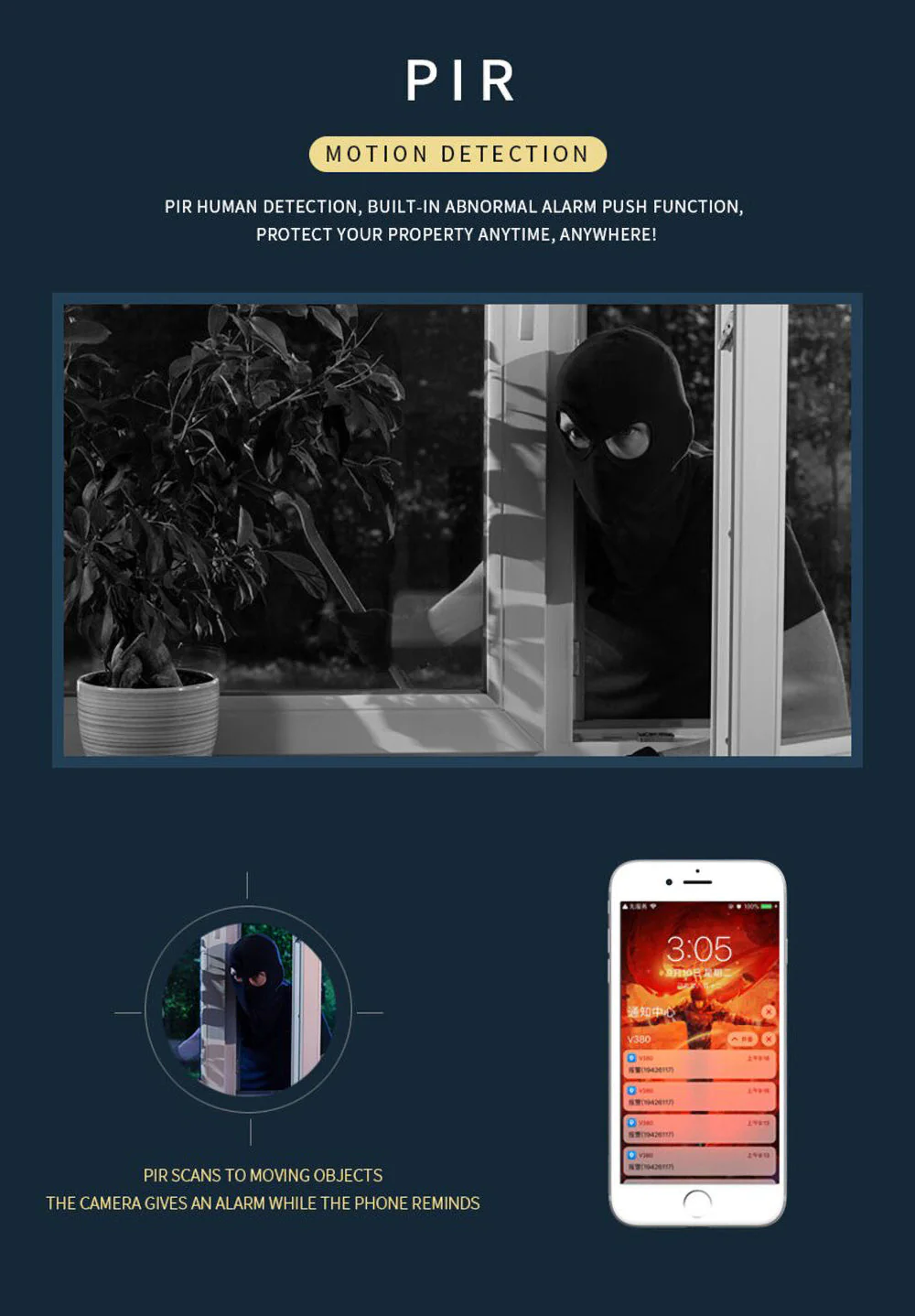 YN60-solar 5X WIFI camera 1080P HD Security Surveillance Audio - Image 6